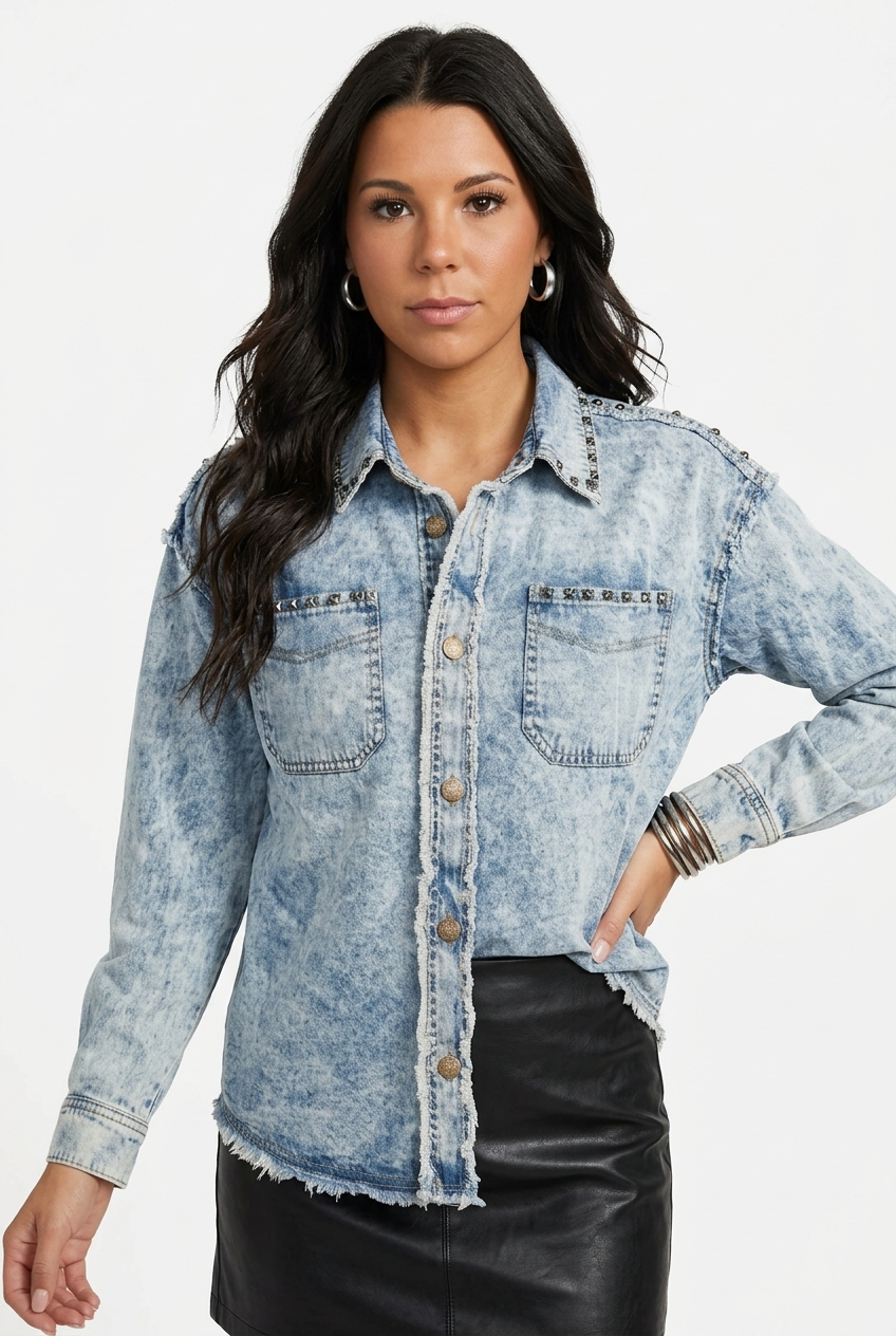 Studded Denim Shacket