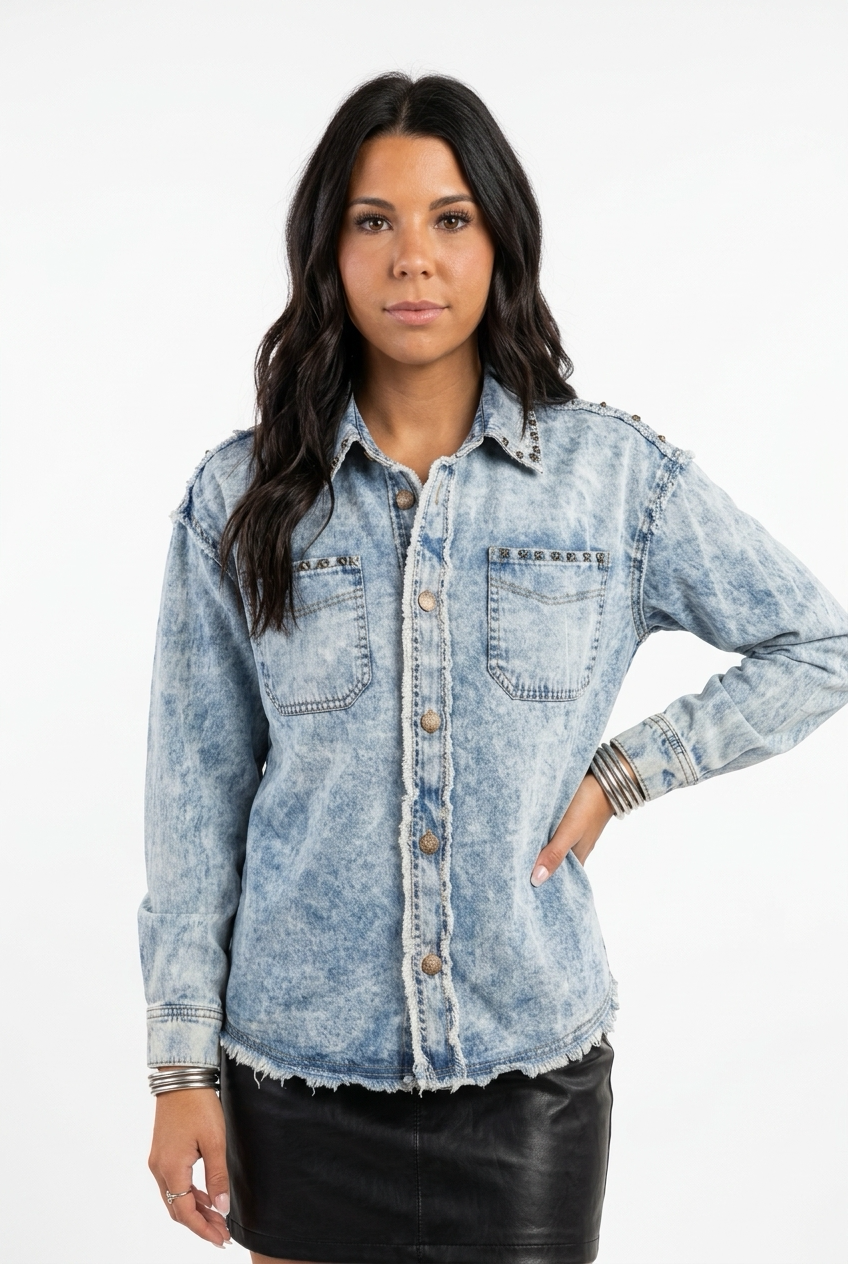 Studded Denim Shacket