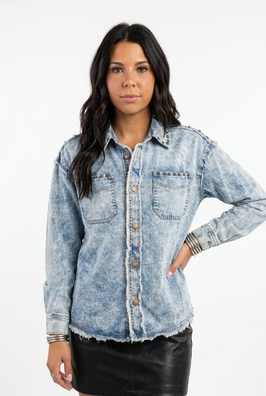 Studded Denim Shacket