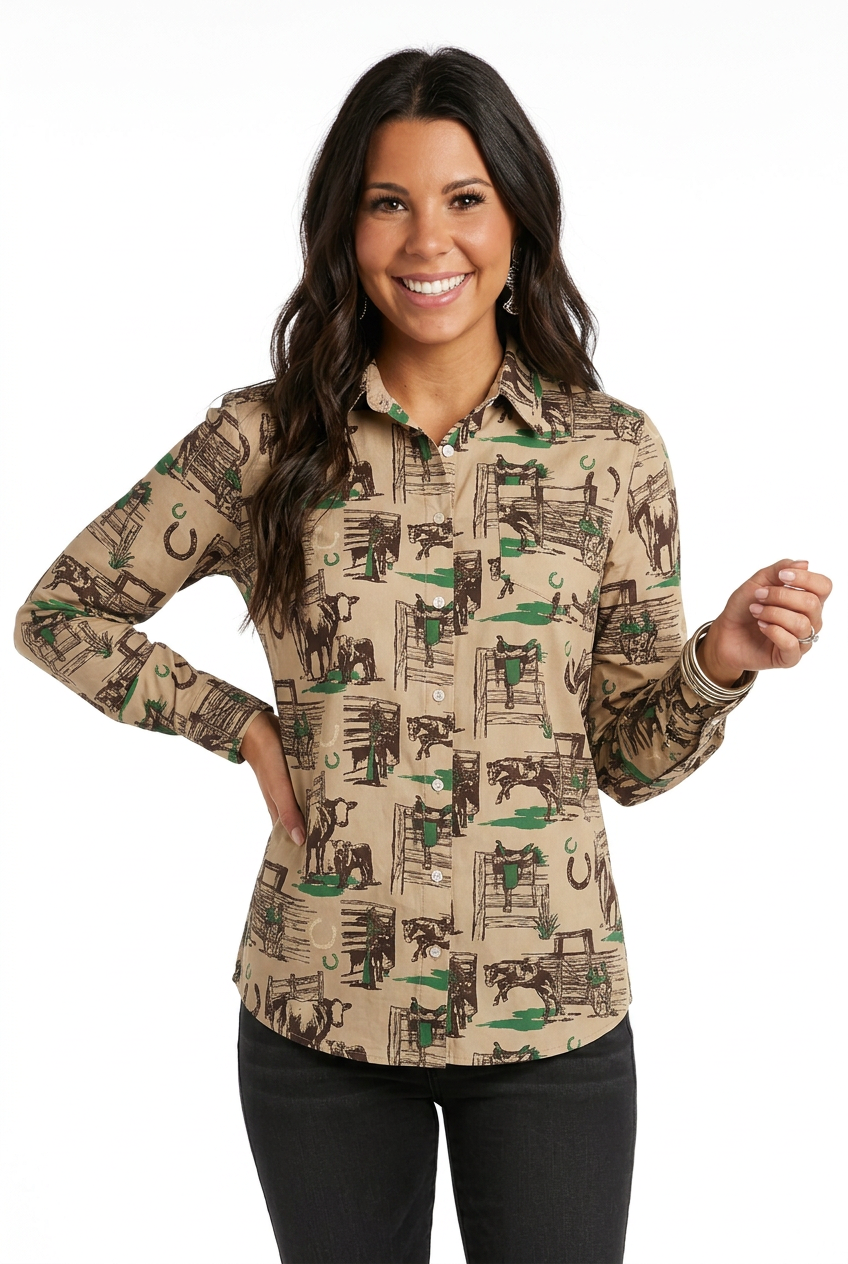 Greener Pastures Long Sleeve Pearl Snap