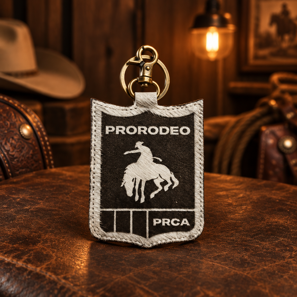 PRCA Genuine Hair-On Bucking Horse Leather Charm – Official PRCA & NFR Licensed Collection