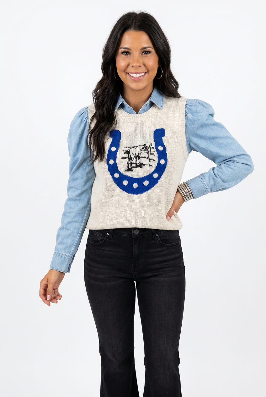 Stay Lucky Horseshoe Sweater Vest