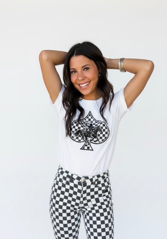 Checkered Ropin’ Spade Tee