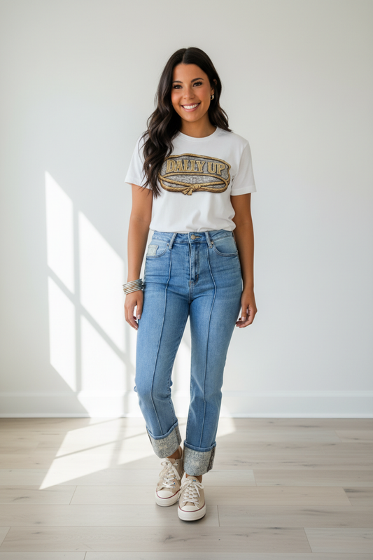 Western Embroidered Design Tee – Dally Up