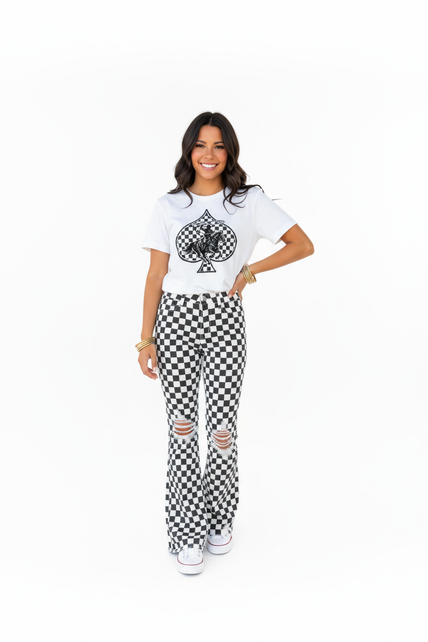 Checkered Ropin’ Spade Tee