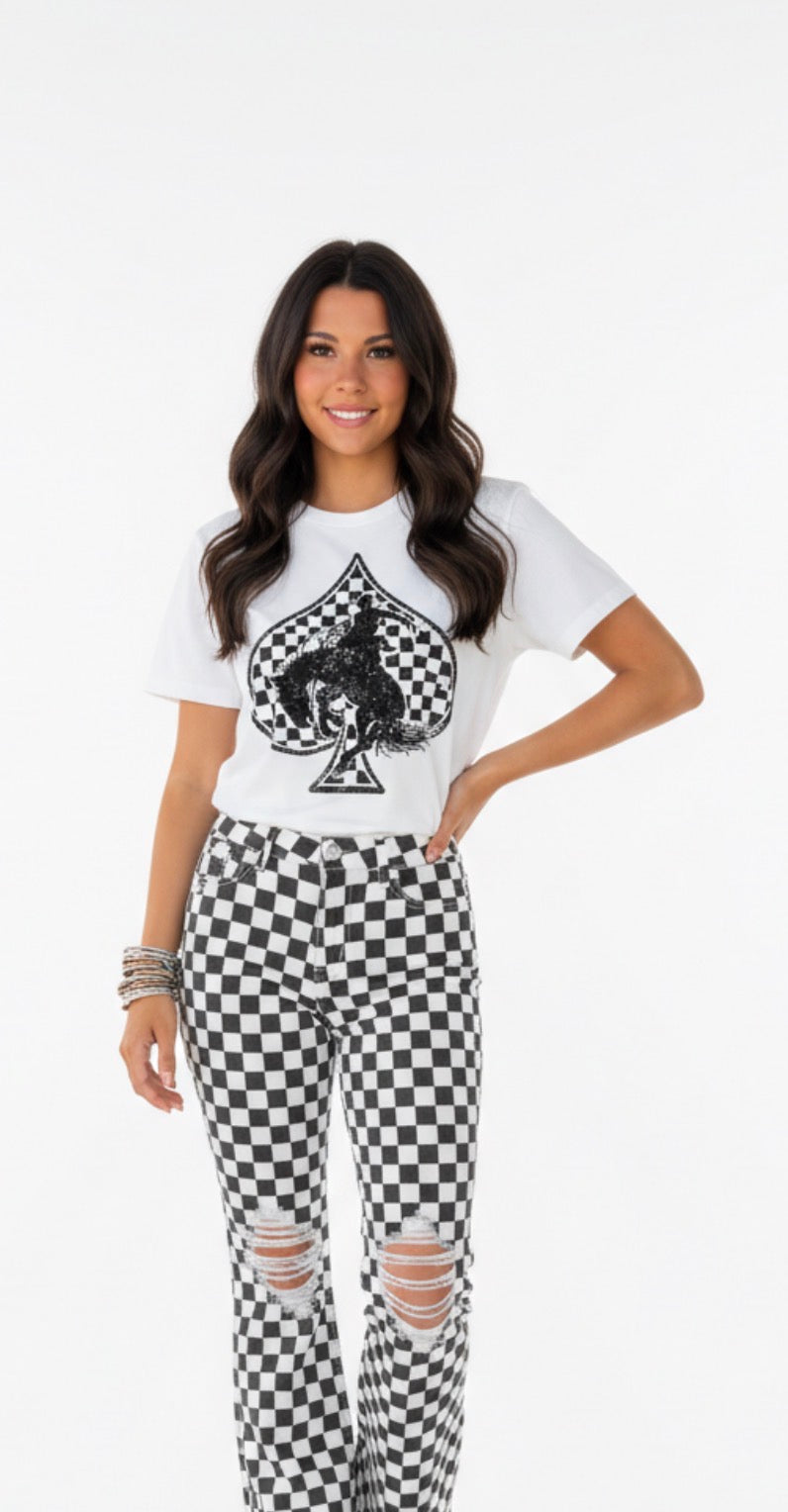 Checkered Bronc Spade Tee