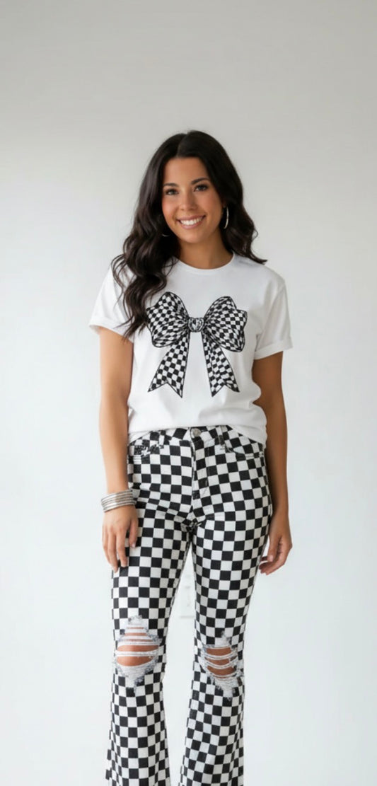 Checkered Bow Tee