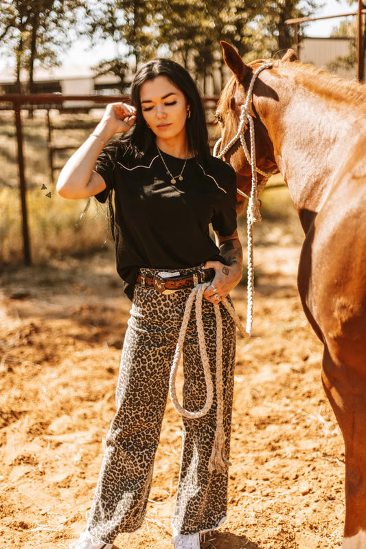 Rawhide Stitch Top - Midnight