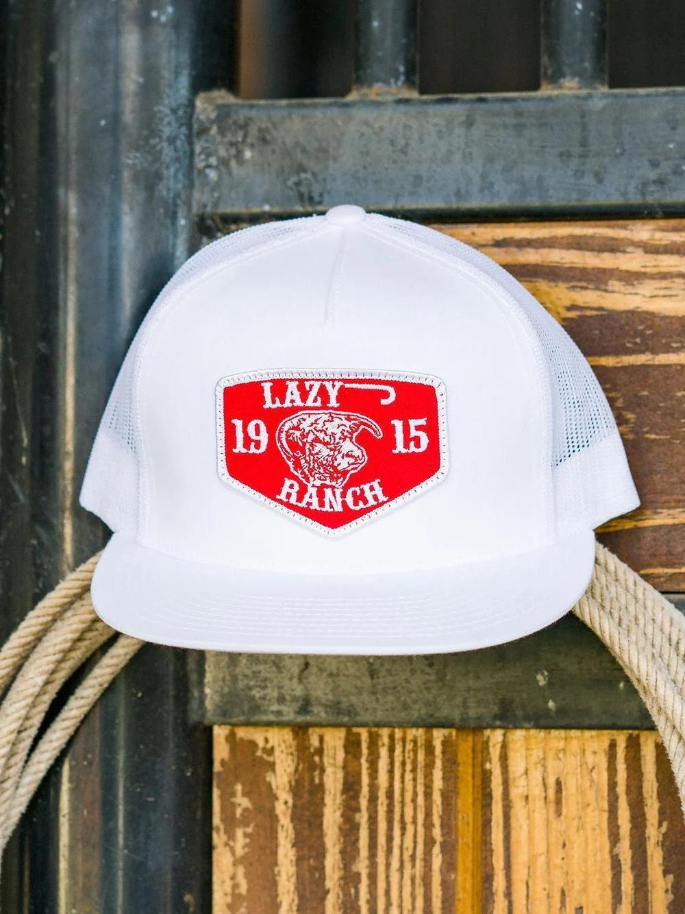 LJR White Red Ranch Trucker
