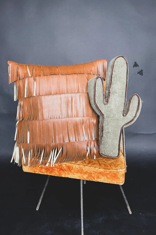 FRINGE FLAIR PILLOW COVER- SADDLE