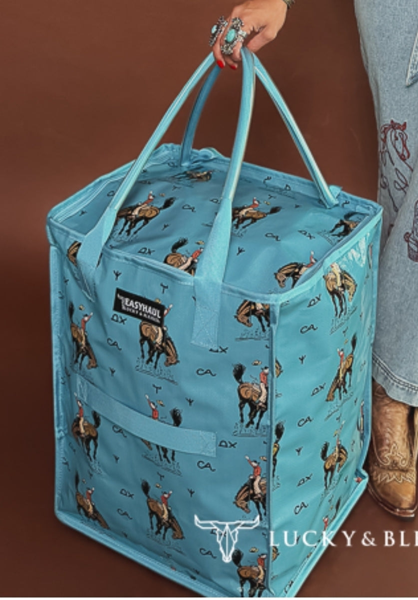 Turquoise Cattle Western EasyHaul Rolling Foldable Tote Bag – Medium
