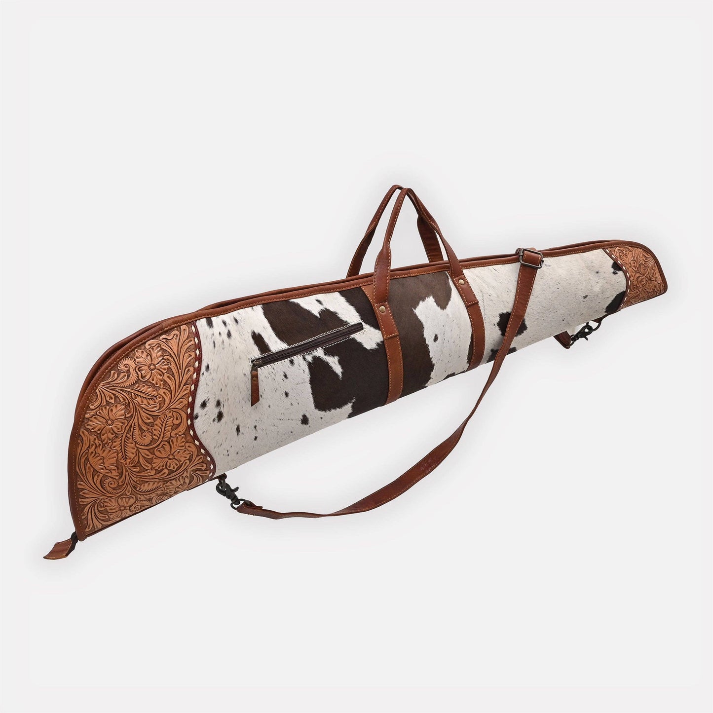 Gun Case Hair-On Hand Tooled Genuine Leather Western Bag
