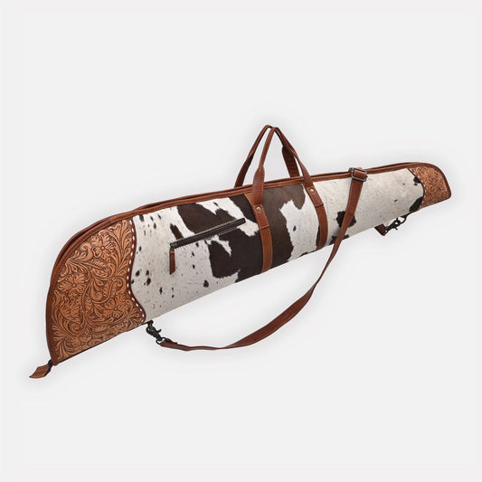 Gun Case Hair-On Hand Tooled Genuine Leather Western Bag