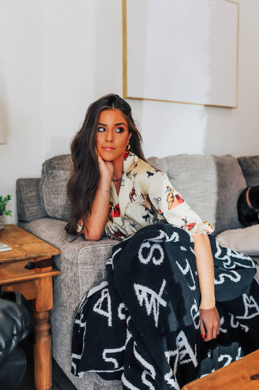 Black Brands Throw Blanket
