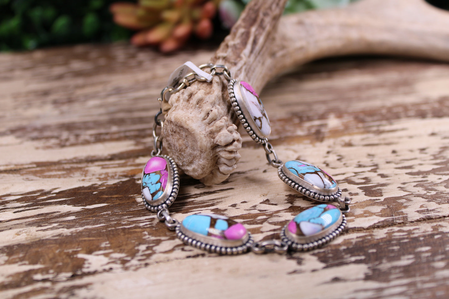 Cotton Candy Turquoise (Kingman) Sterling Silver Bracelet – Size 7.5 to 8.5
