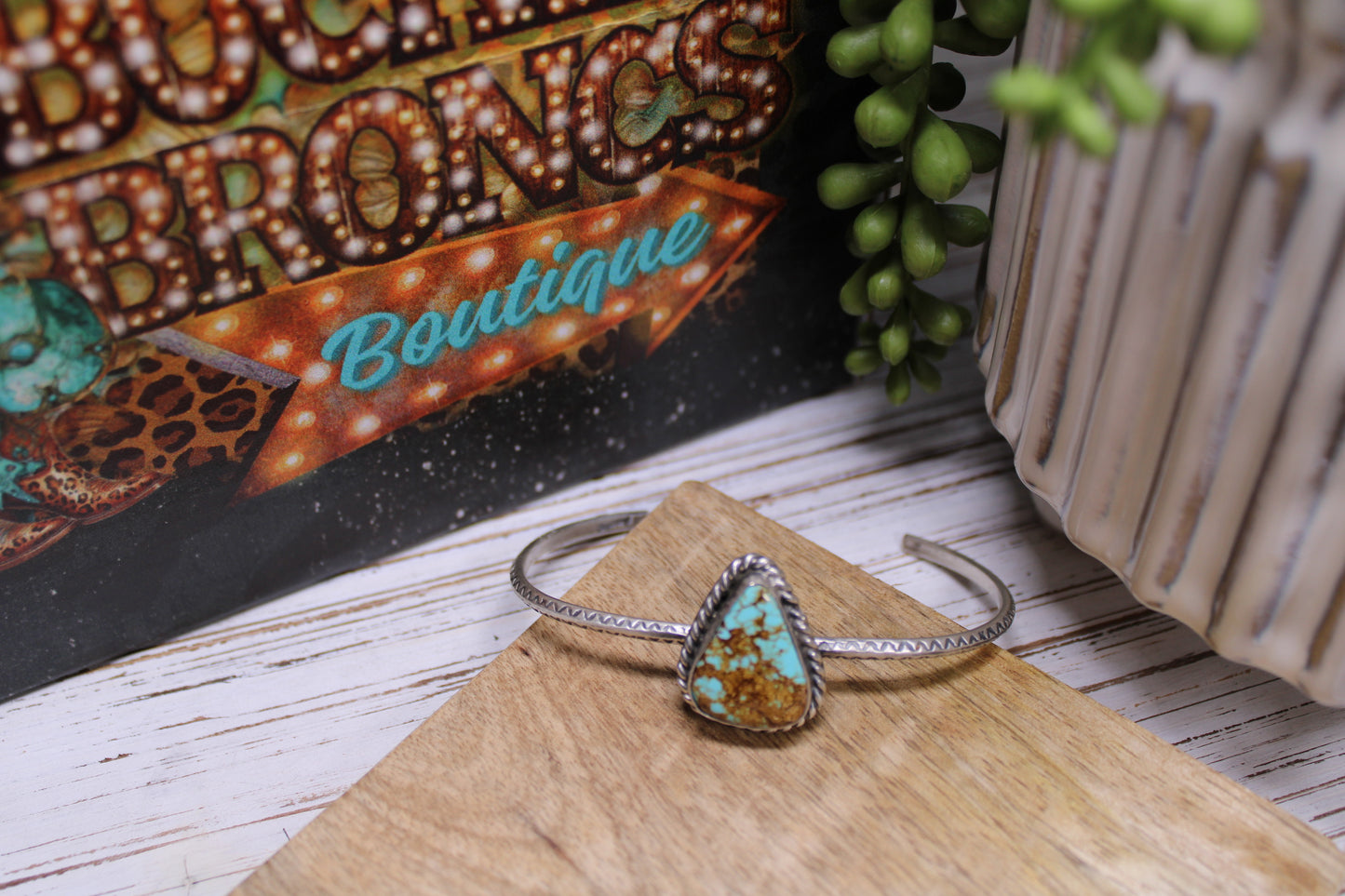 Navajo Mine 8 Turquoise Cuff, Size 7 Handmade By Artist Donovan Skeet - .925 Sterling Silver