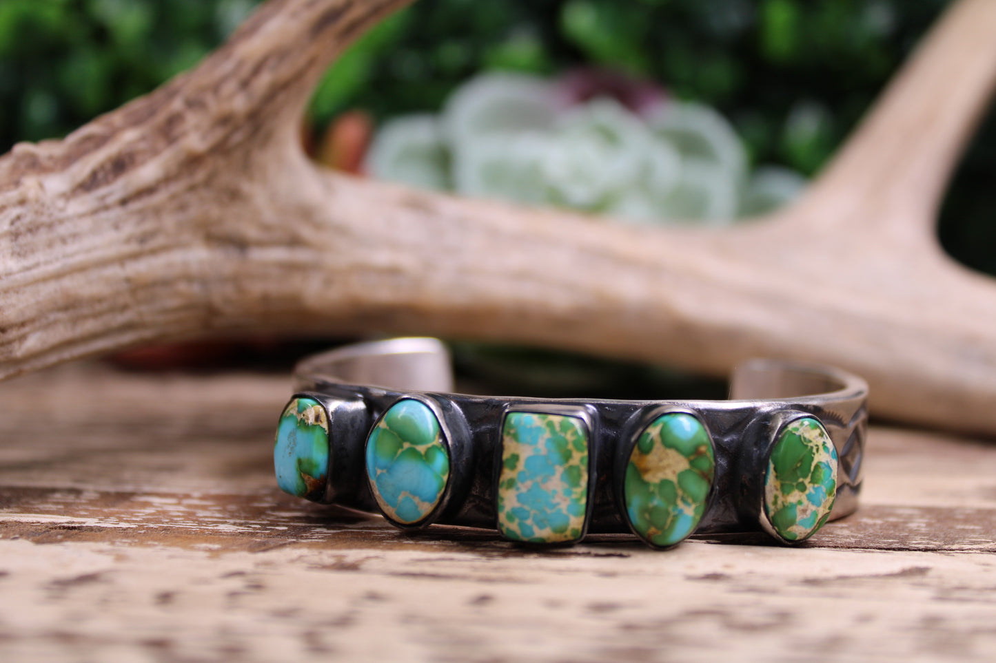 Chimney Butte Navajo Sterling Silver Sonoran Gold Turquoise Cuff Bracelet – Size 7.5