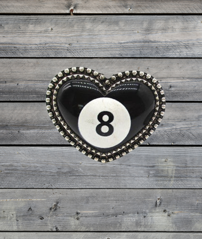 HEART 8 BALL CUFF RING