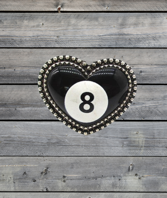 HEART 8 BALL CUFF RING