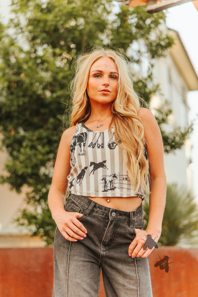 Western Stripe Prep Top