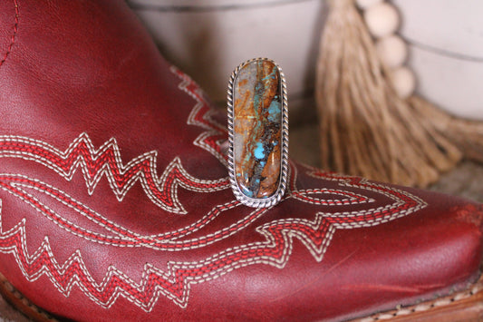 Navajo Royston Ribbon Turquoise Adjustable Ring – Donovan Skeet