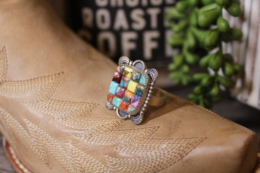 Handmade Multi-Stone Sterling Silver Adjustable Ring