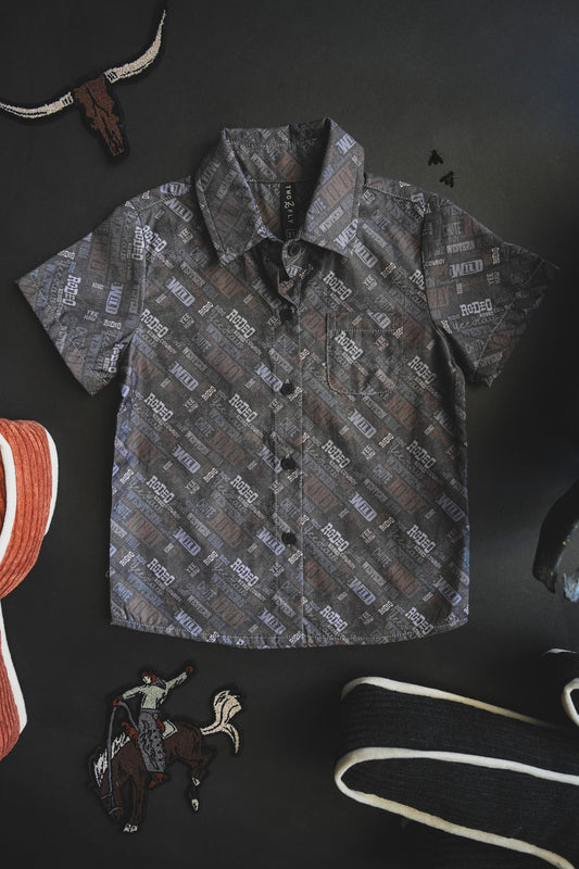 Kids Cowboy Slang Button-Up Shirt