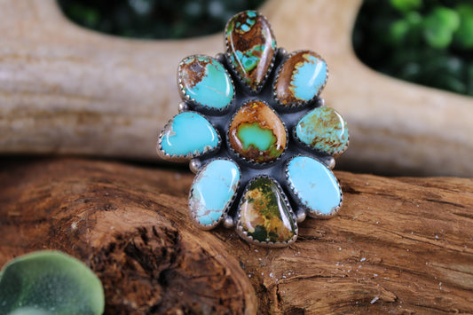 Mixed Premium Stone Turquoise Sterling Silver Adjustable Ring