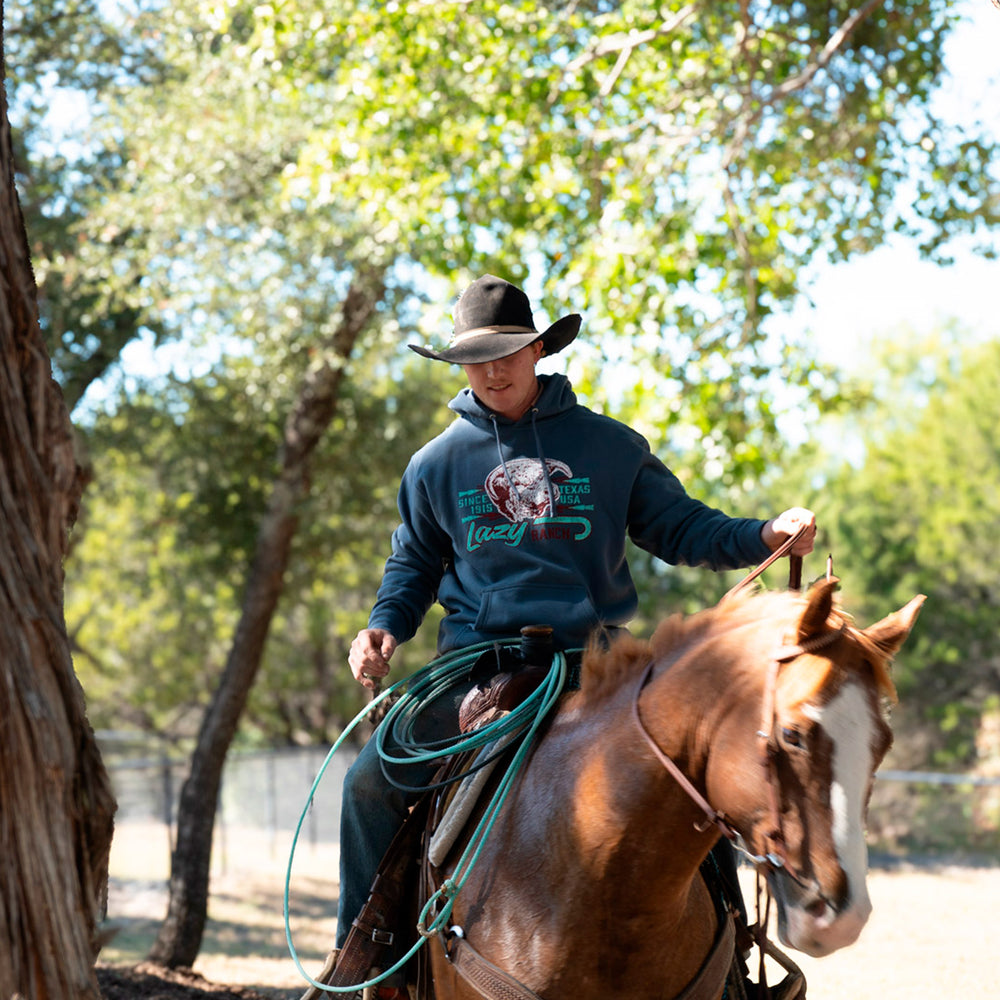 Maverick Pullover Hoodie – Storm Blue | Lazy J Ranch