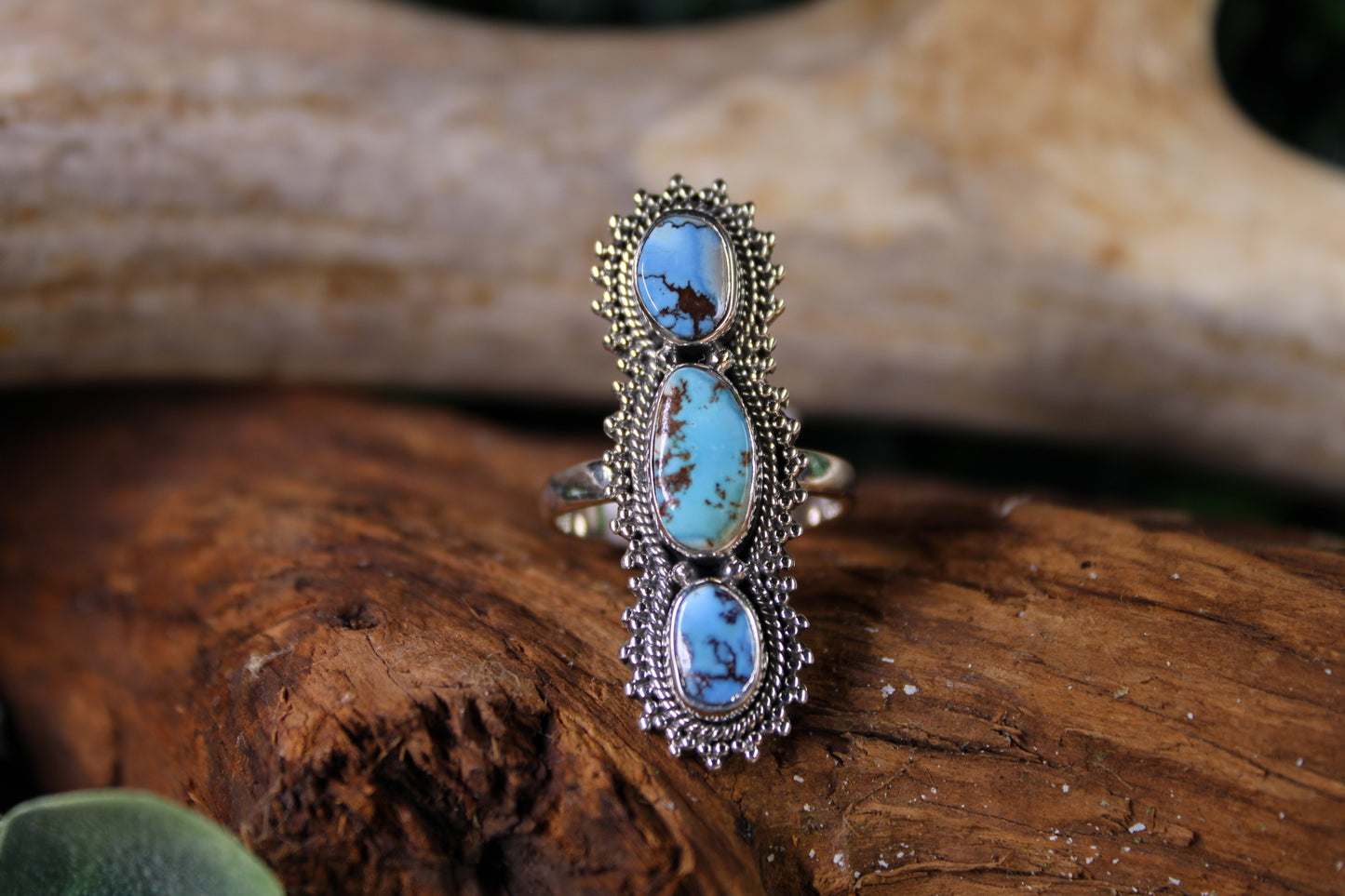 Golden Hills Turquoise Sterling Silver Ring – Size 