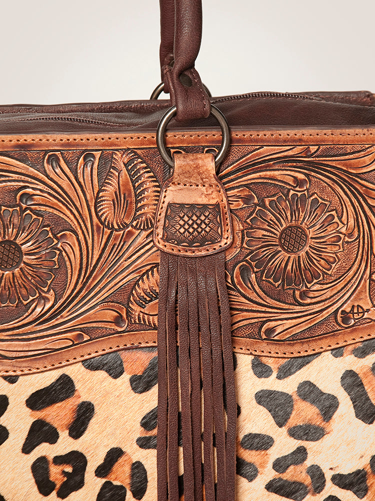 Wildflower Fringe Leopard Tote