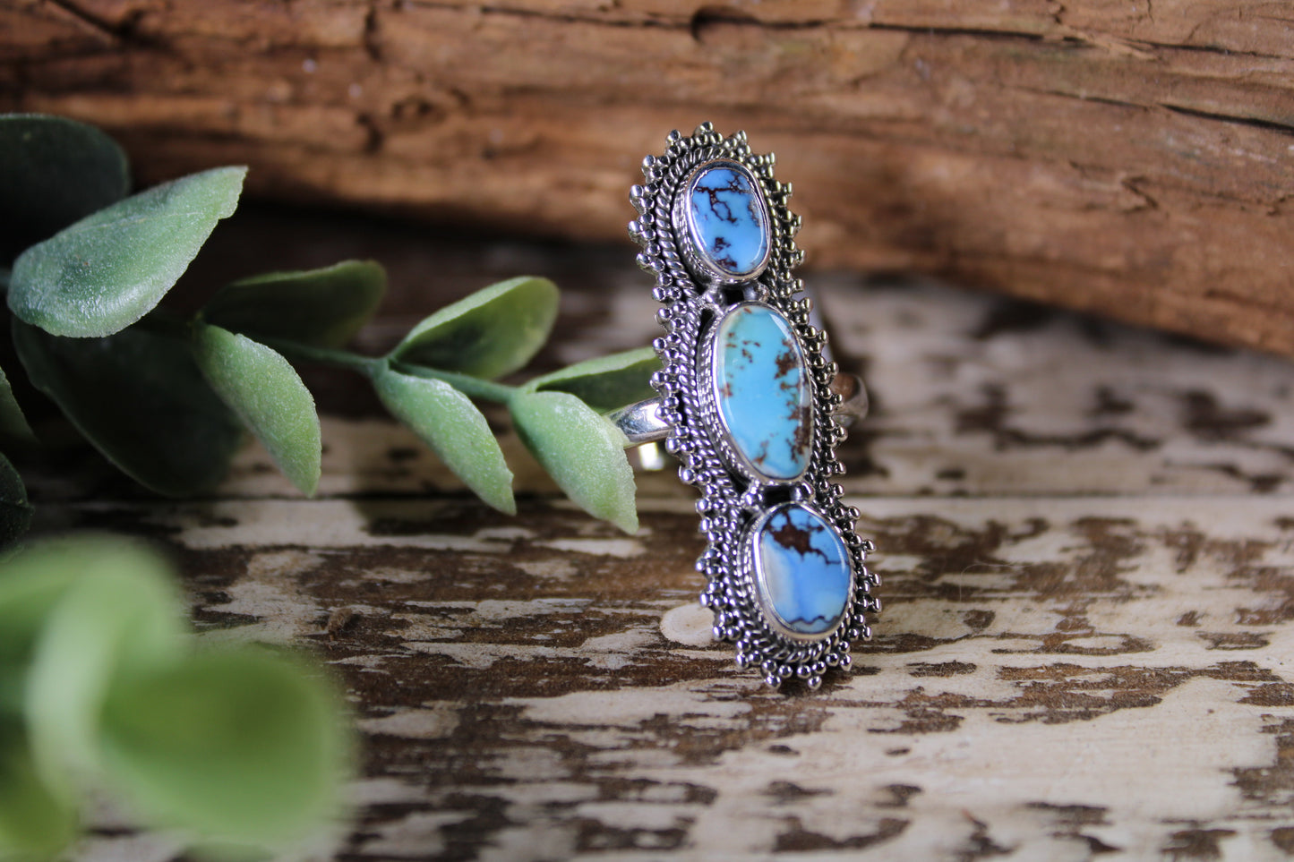 Golden Hills Turquoise Sterling Silver Ring – Size 