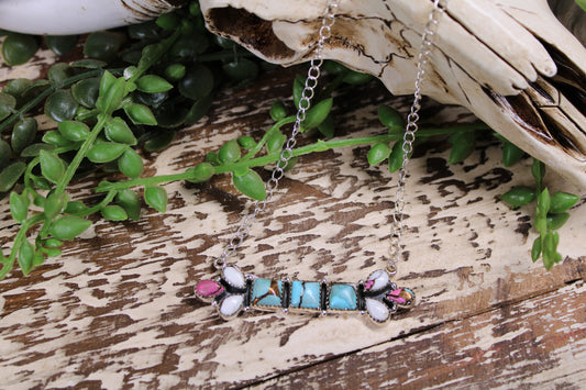 Cotton Candy Turquoise Bar Necklace – Sterling Silver