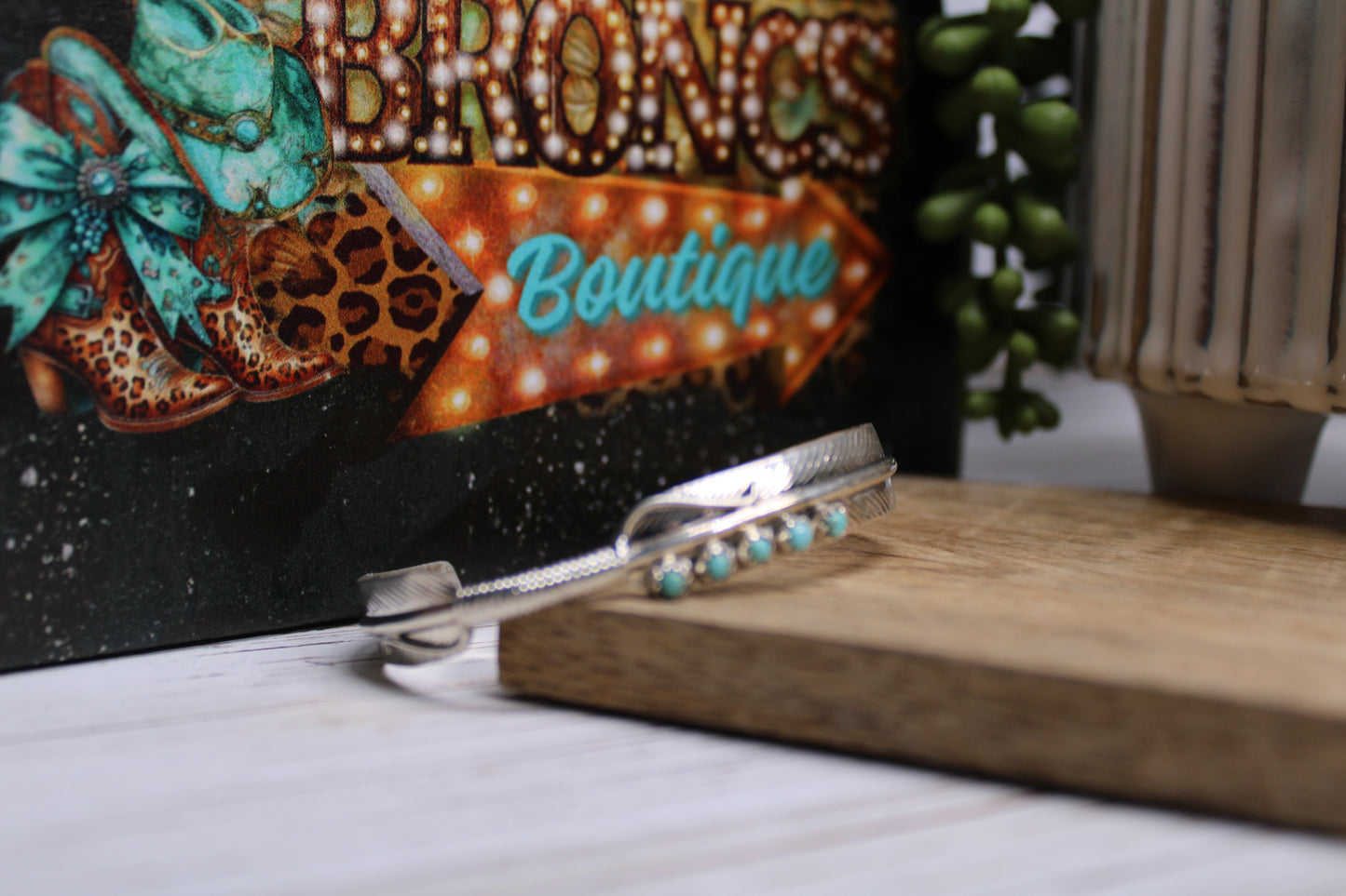 Zuni Kingman Turquoise Feather Cuff – Handmade by Artist Andrew Dewa