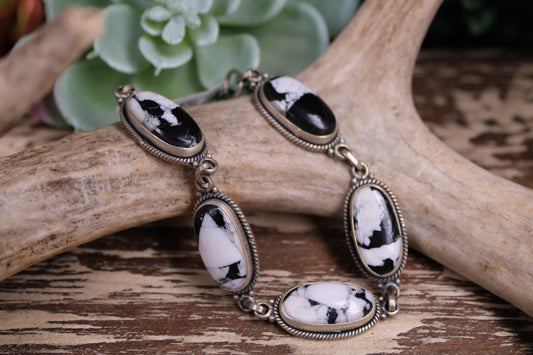 Tonopah White Buffalo Sterling Silver Bracelet – Size 7.5 to 8.5