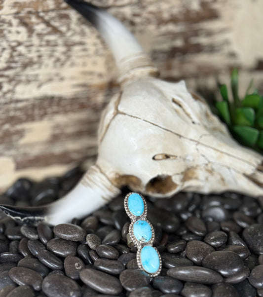 Sheila Becenti Navajo Sterling Silver Kingman Turquoise Ring – Size 9.5
