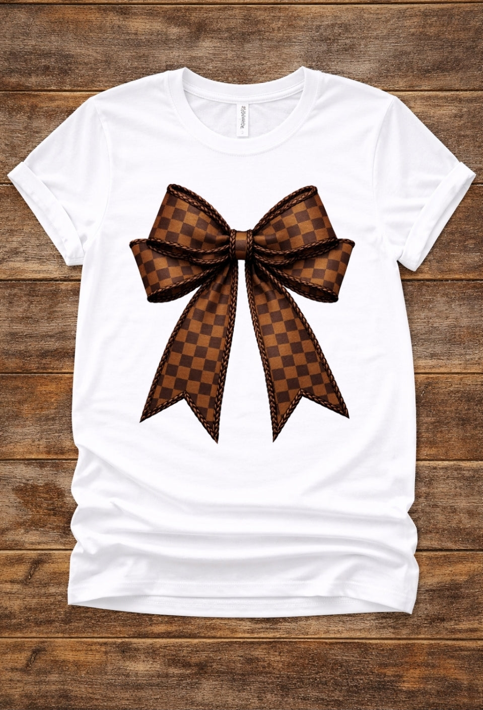 Madd Western Brown Checkered Rope Bow Tee