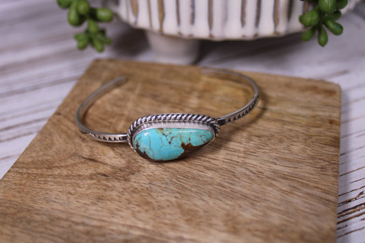 Number 8 Turquoise Cuff Bracelet – Navajo Artist Donovan Skeet