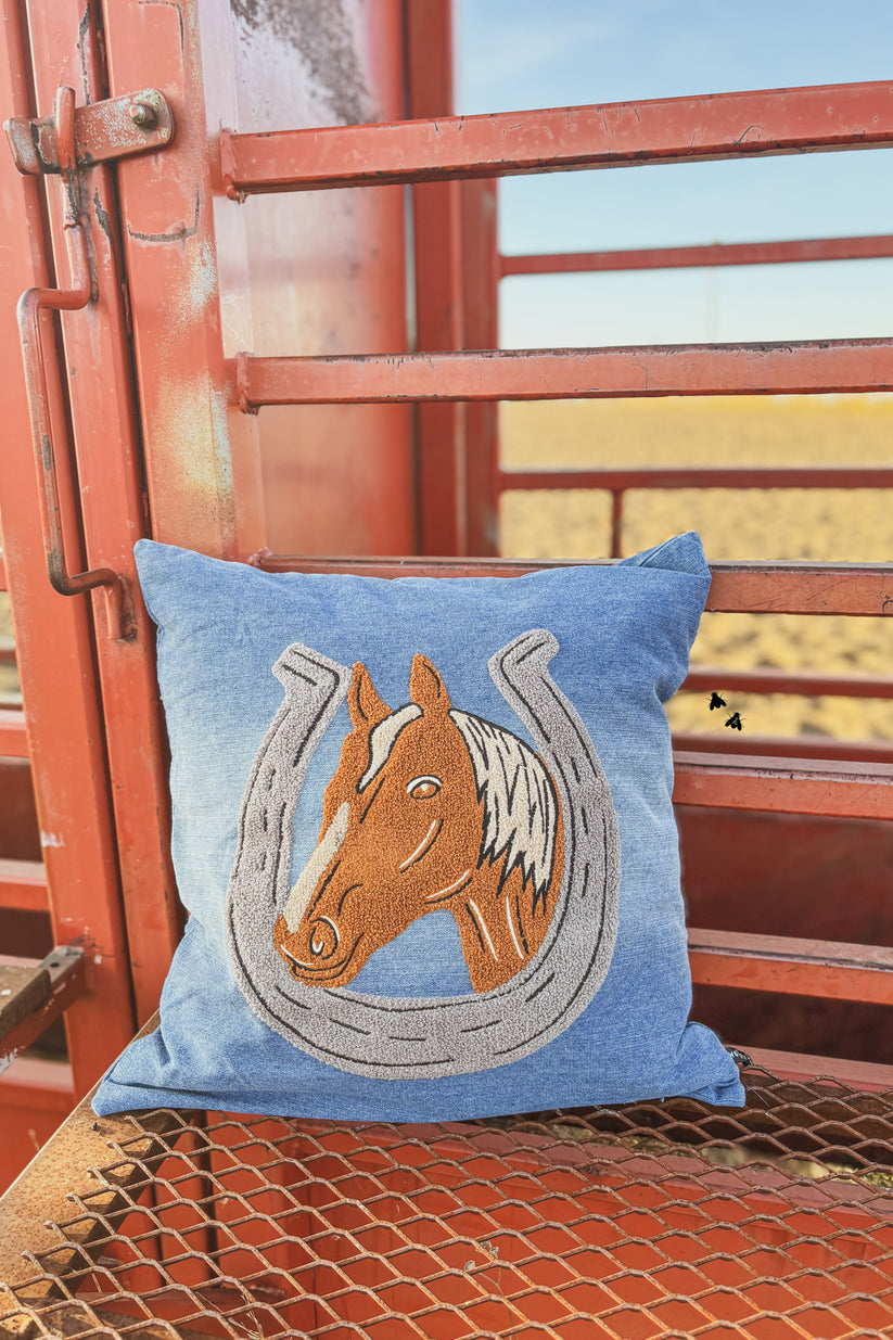 Denim Darling Horse Pillow