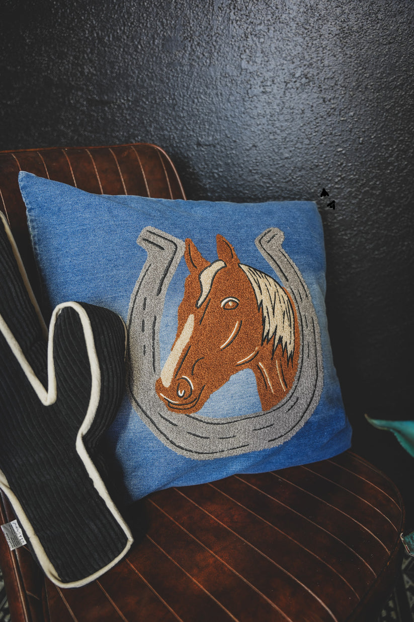 Denim Darling Horse Pillow