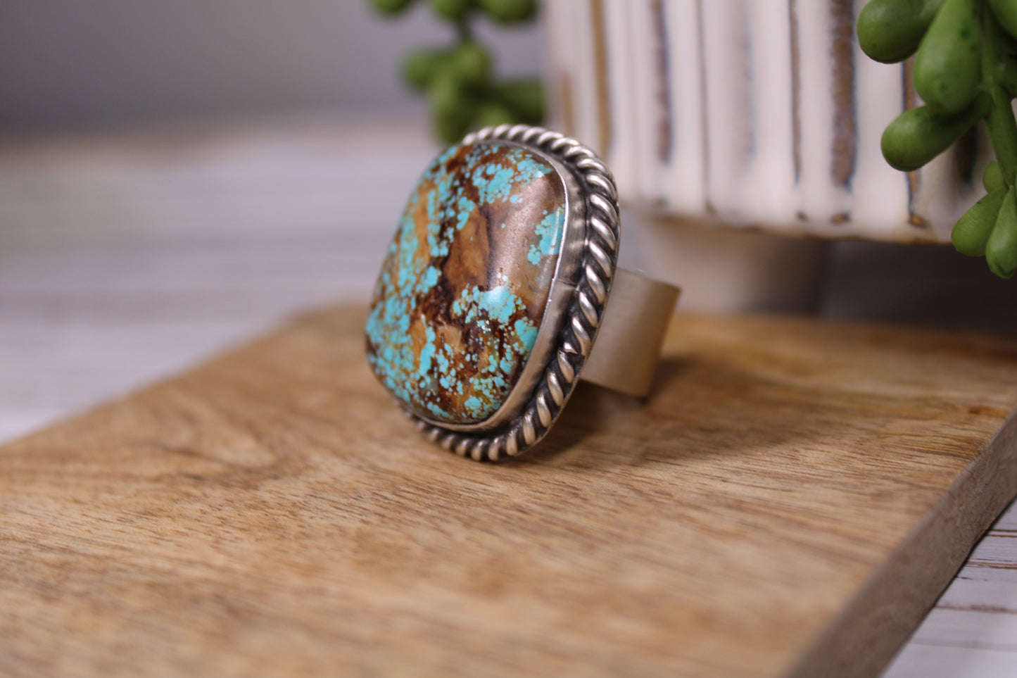 Number 8 Turquoise Adjustable Ring – Navajo Artist Augustine Largo