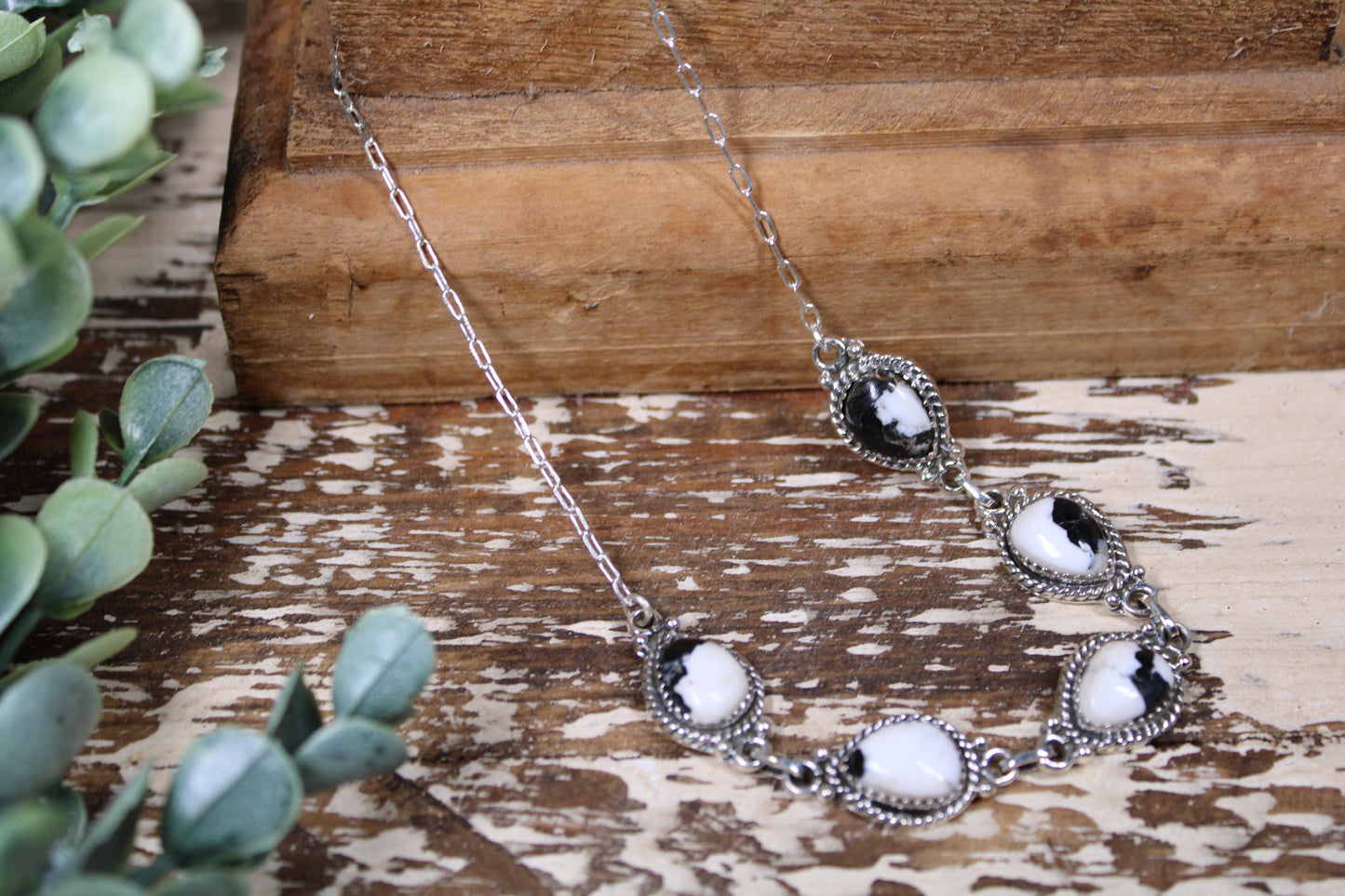 Tonopah White Buffalo Turquoise Sterling Silver Necklace – 16” Chain