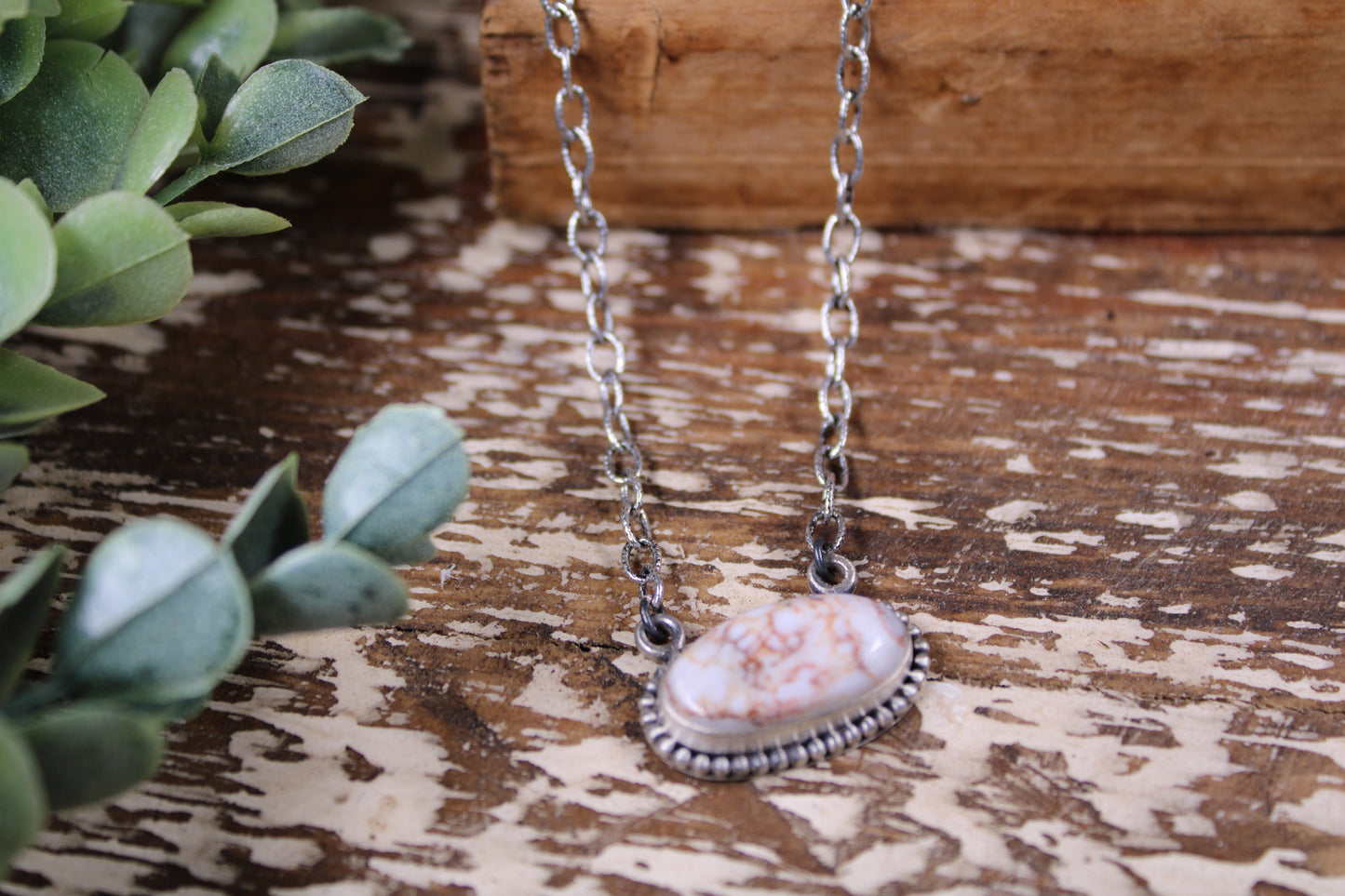 Wild Horse Turquoise Sterling Silver Necklace – 16” Adjustable Chain