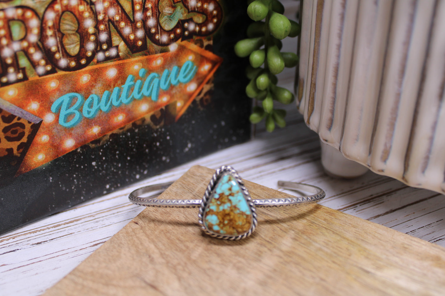 Navajo Mine 8 Turquoise Cuff, Size 7 Handmade By Artist Donovan Skeet - .925 Sterling Silver