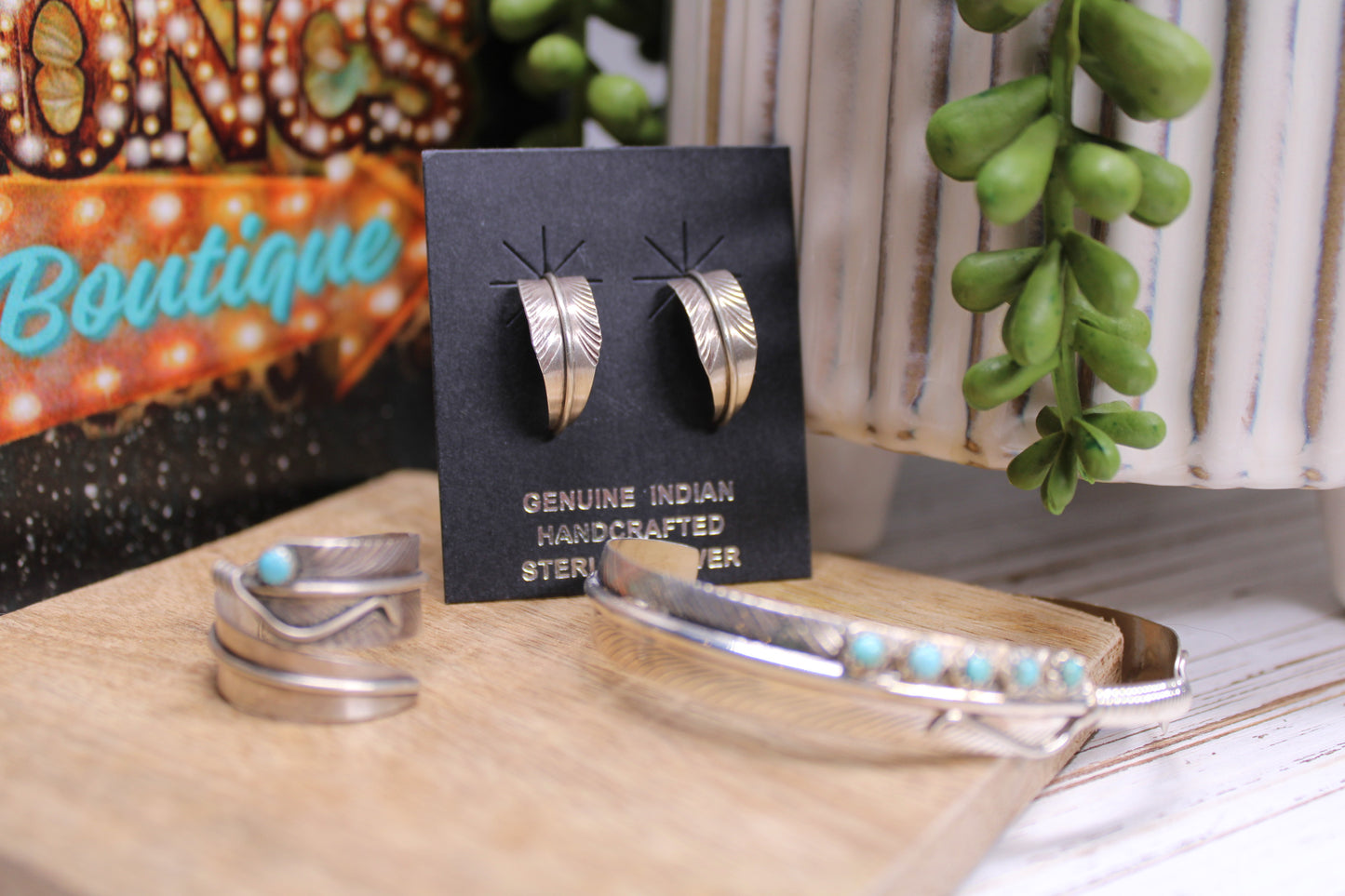 Zuni Kingman Turquoise Feather Cuff – Handmade by Artist Andrew Dewa