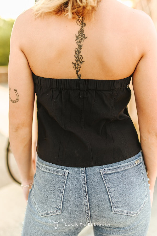 Black Button Down Corset Top