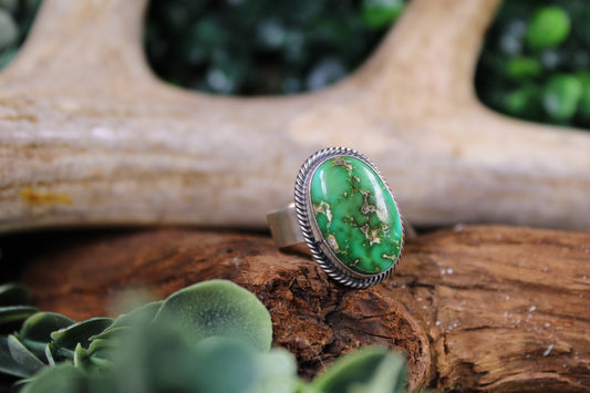Navajo Sonoran Gold Turquoise Adjustable Ring – Antoinette Martinez
