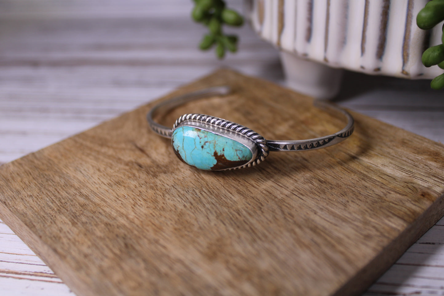 Number 8 Turquoise Cuff Bracelet – Navajo Artist Donovan Skeet