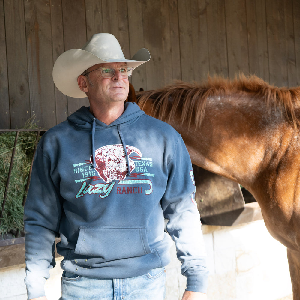 Maverick Pullover Hoodie – Storm Blue | Lazy J Ranch