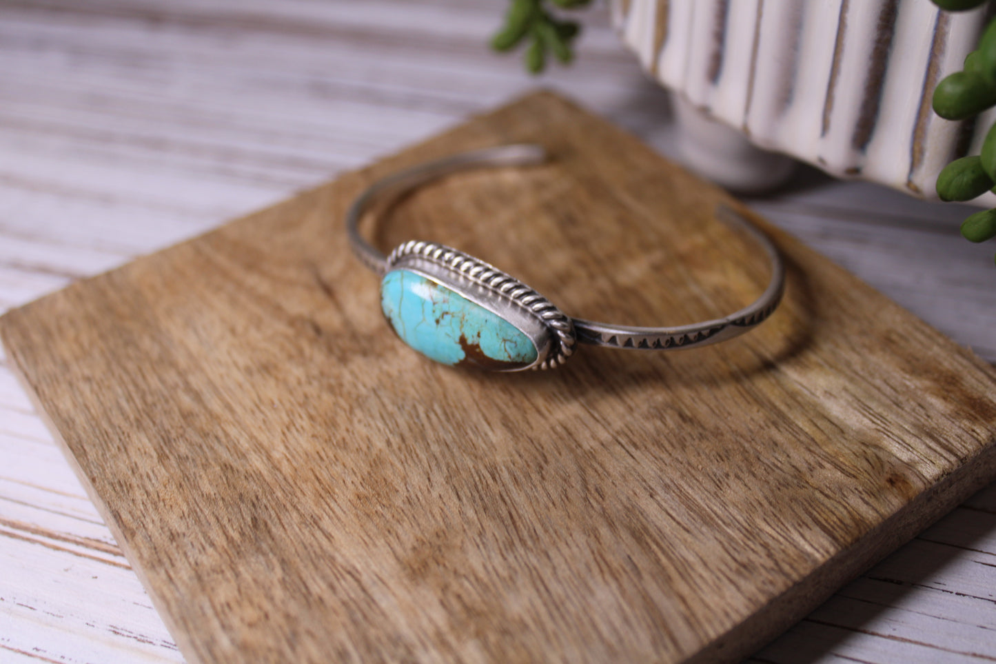 Number 8 Turquoise Cuff Bracelet – Navajo Artist Donovan Skeet
